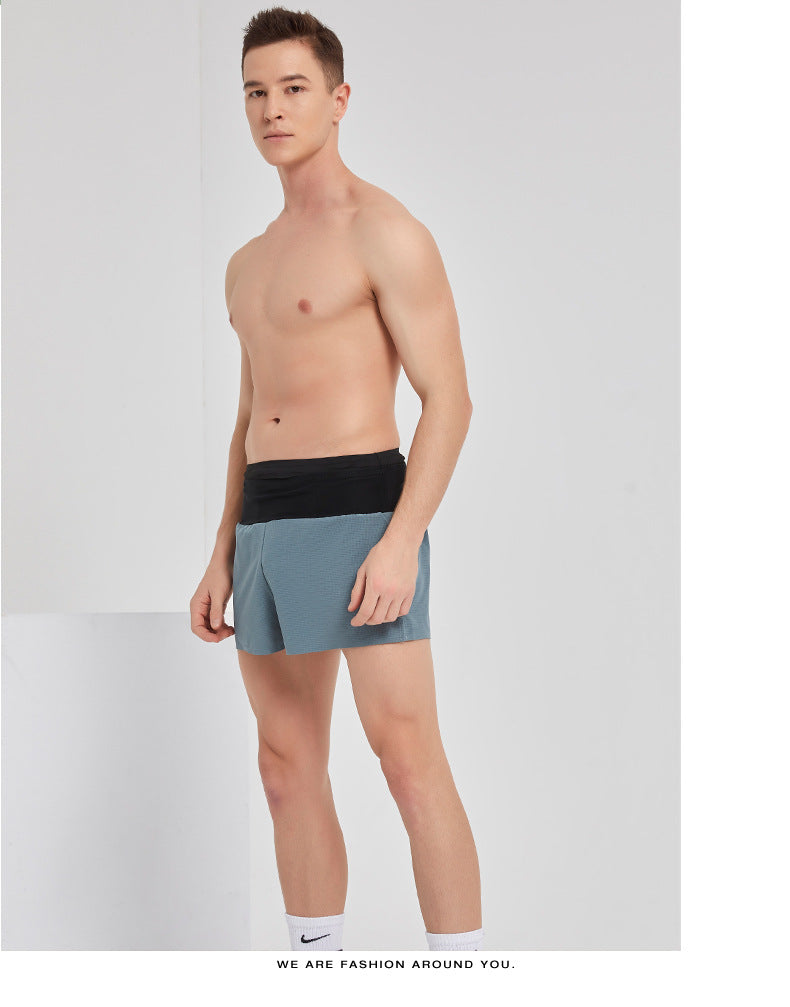 Summer Running Racing Shorts Checkered Cloth Quick-Drying Breathable Marathon Seamless Multi-Flap Pocket Pants Off-Road Fitness Casual Pants for Men