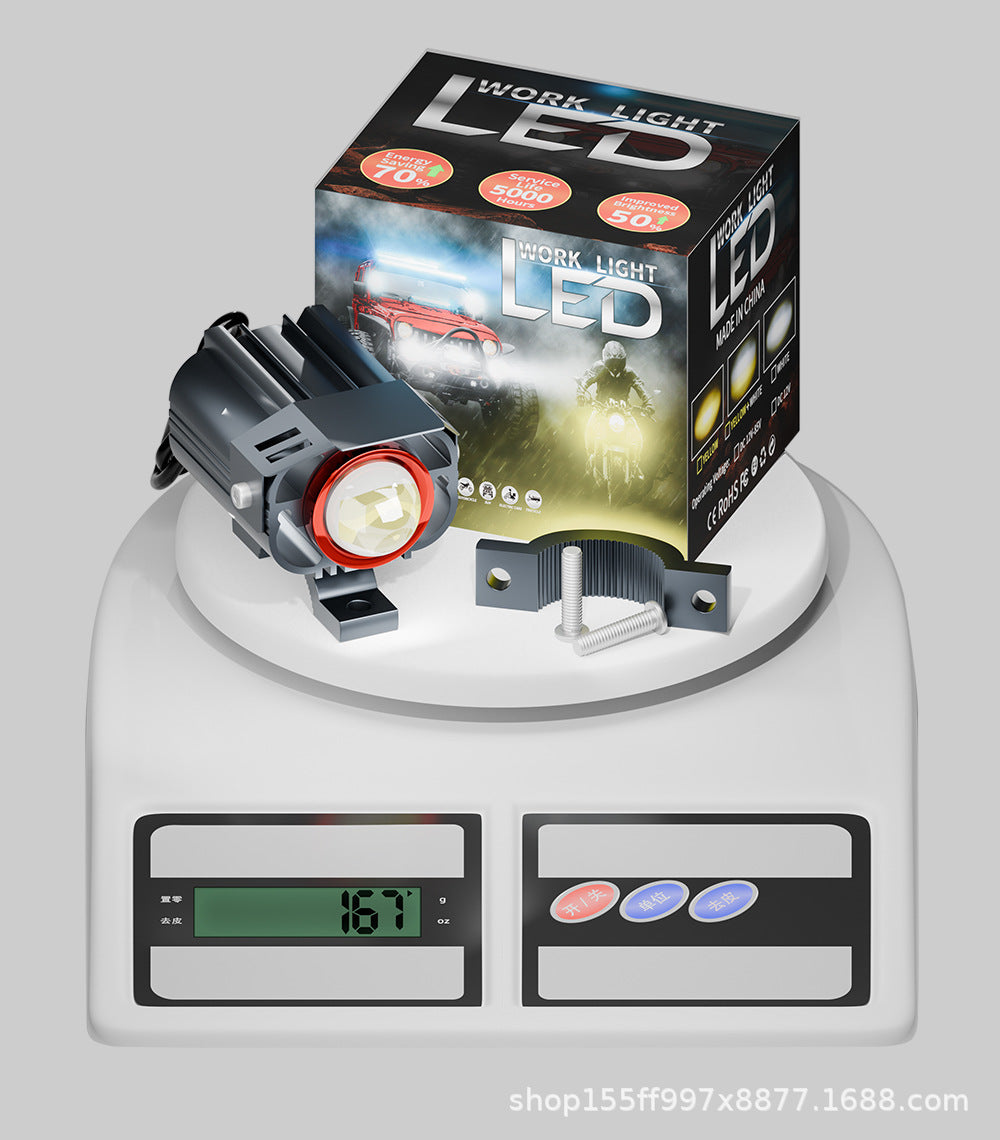 Cross-Border Motorcycle Led White and Yellow Double Low Beam Big Face Cat External Electric Vehicle Spotlight Headlight Modification