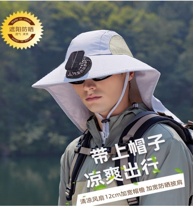 Solar Fan Hat, Summer Shawl, Neck Protection, Sun Protection Hat, Men's Outdoor Fishing and Hiking Hat, New Style Hat