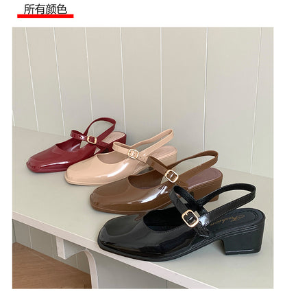 Southeast Asia New Style Baotou Wedge Buckle Fashion All-match Mary Jane Thick Heel Shallow Mouth Shoes for Women Summer
