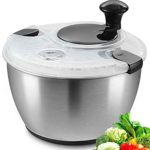 304 Vegetable Salad Dehydrator Kitchen Vegetable Washing Hand Dryer Double-Layer Drain Vegetable Washing Basin Fruit and Vegetable Dryer