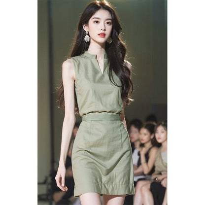 Foreign Trade Women's 2024 New Light Luxury High-end Super Good-looking French High-end Exquisite Beautiful Green Vest