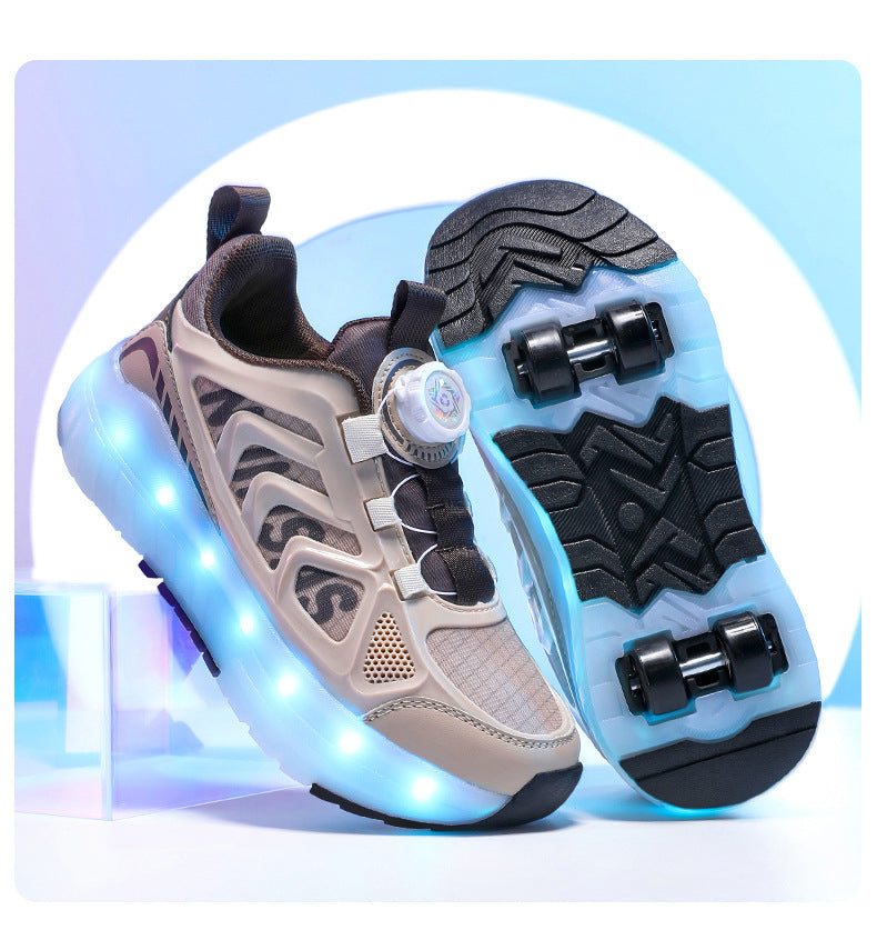 Cross-Border Children's Four-Wheel Roller Shoes, Boys' Light-Up Shoes, Detachable Girls' Student Sports Shoes, Children's Roller Skating Shoes