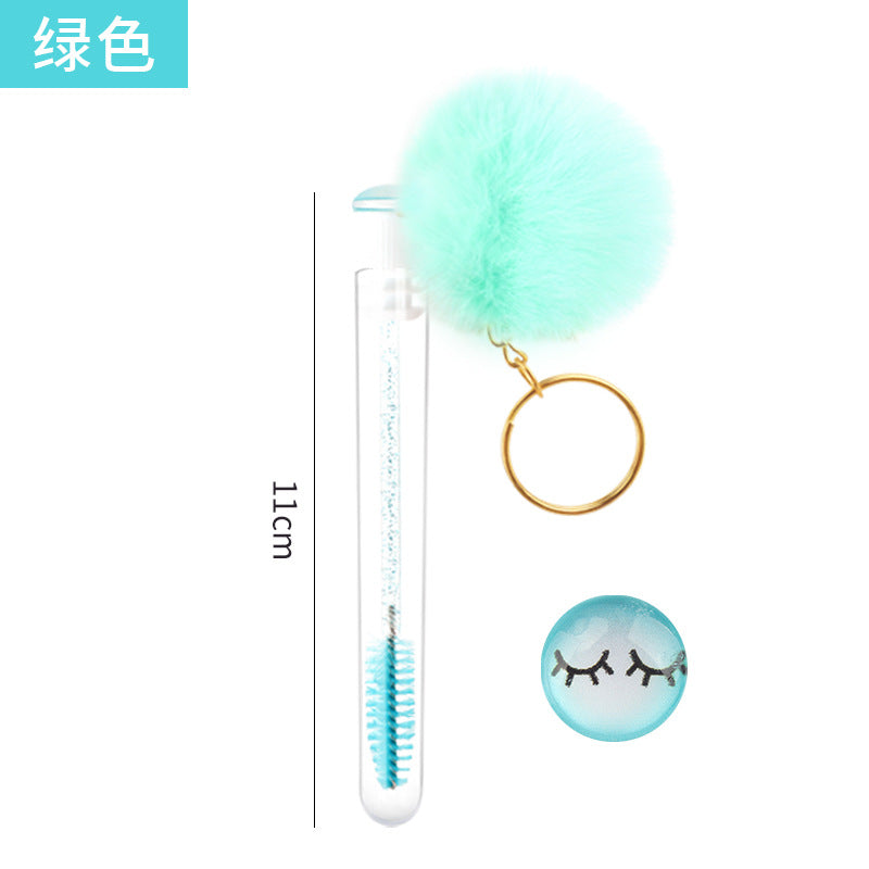 Wholesale in stock Keychain Smiley Hair Ball Tube Eyelash Brush New Cute Multicolor Eyelash Comb Beauty Makeup Tools