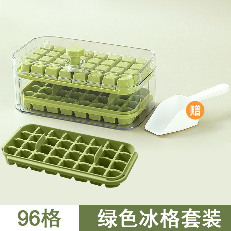 Press Ice Tray Ice Cube Mold Household Ice Box Storage Frozen Ice Cube Model Household Easy-Release Quick-Frozen Artifact