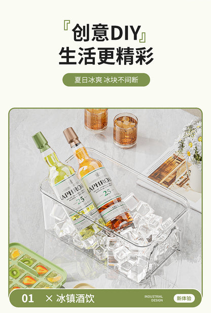 Cross-border pressing ice cube ice cube mould food grade pressing type household ice storage ice box with lid self-making ice box