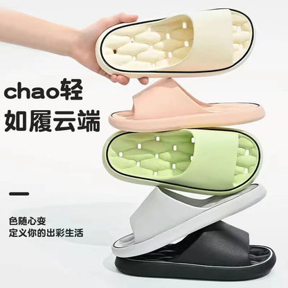 Slippers for Women, Summer Couples, Indoor Home Bathroom Bathing, Leaking, Non-Slip, Thick-Soled, Shit-Stepping Household Sandals, Slippers for Men