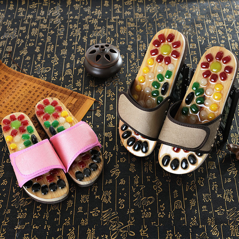Home Foot Imitation Colored Jade Health Massage Slippers Acupoint Foot Massage Shoes Men's Massage Shoes Wear-Resistant Sandals Women's Summer