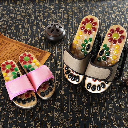 Home Foot Imitation Colored Jade Health Massage Slippers Acupoint Foot Massage Shoes Men's Massage Shoes Wear-Resistant Sandals Women's Summer
