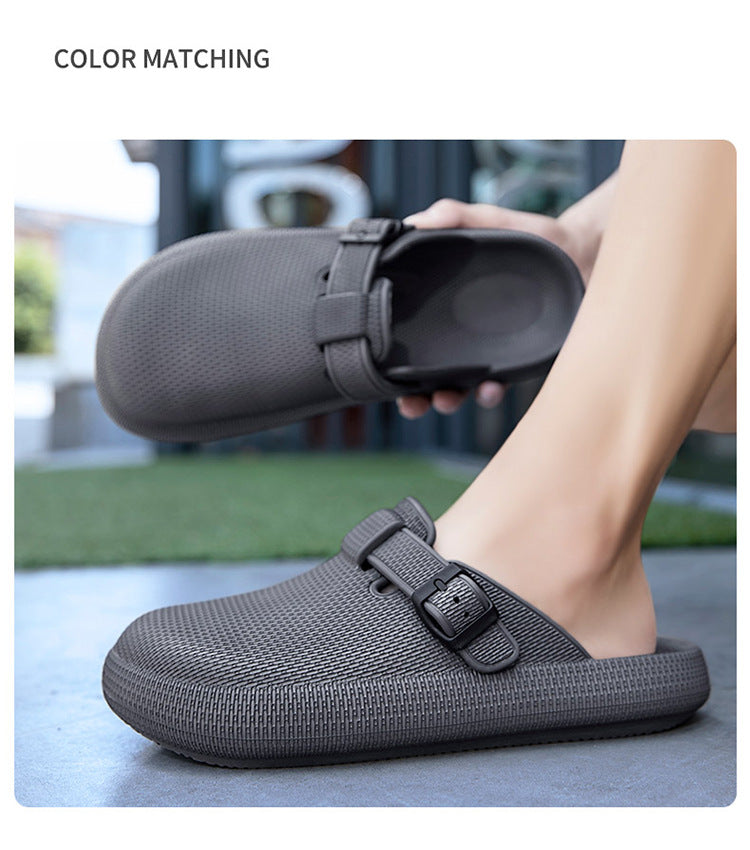 2025 Men's Closed-Toe Sandals Large Size Outdoor Non-Slip Thick-Soled Clogs Women's Half-Slip Couple's Same Style