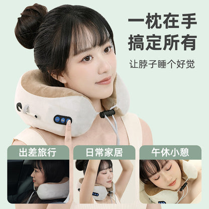 Multifunctional U-Shaped Pillow Memory Foam Portable Car Travel Electric Neck Cervical Spine Massager U-Shaped Massage Pillow