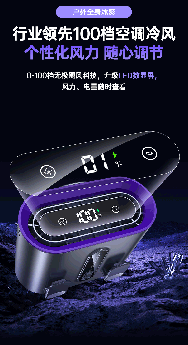 Cross-border new waist fan outdoor site lighting large capacity neck fan portable waist fan