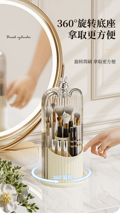 High-End Cosmetics Storage Box Rotating Makeup Brush Storage Tube Lipstick Dressing Table Desktop Eyebrow Pencil Comb Pen Holder