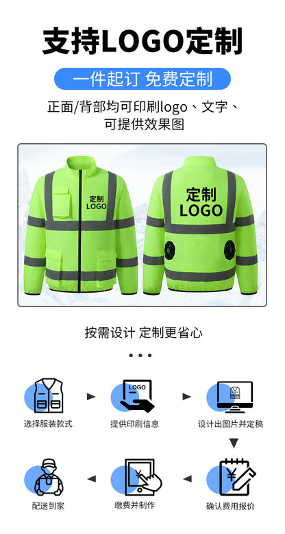 New Summer Fan Clothes Construction Site Cooling Air-Conditioning Clothes Outdoor Reflective Strip Air-Conditioning Clothes Men's Style with Fan