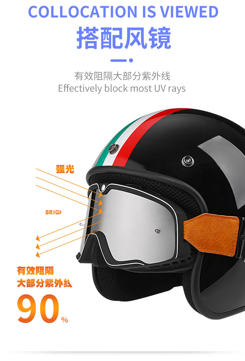 Cross-border retro helmet personality men's and women's leather helmet electric car helmet 3/4 summer helmet half helmet scooter four seasons universal