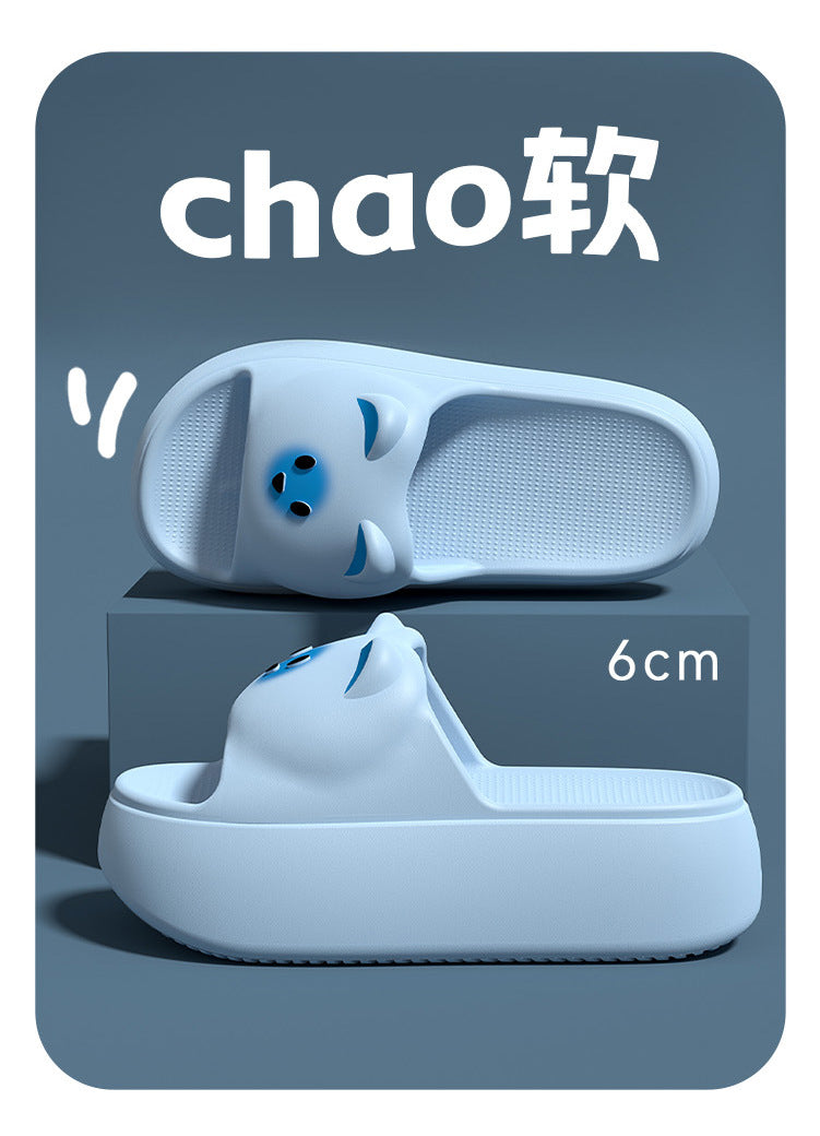 New Sandals and Slippers Women's Summer Thickened Sole Home Elevated Cartoon Non-slip Odor Deodorant Beach Shoes Lightweight Slippers