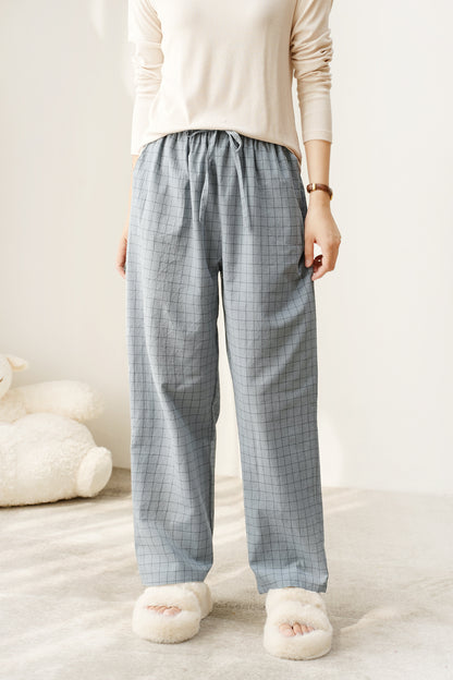 Couple Style Washed Home Pants for Men and Women, Pure Cotton Plaid Pajama Pants, Living Pants, Spring and Autumn Style, Japanese Warehouse Available for Wholesale