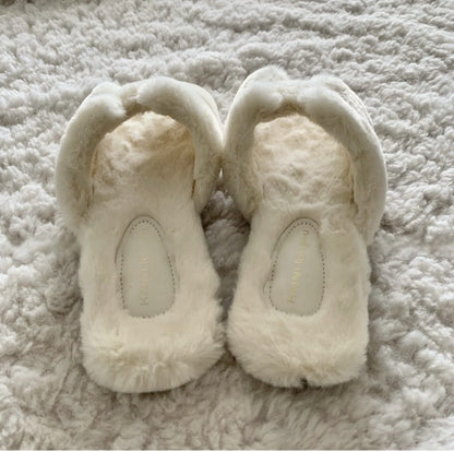Exquisite! Gentle Old Money Style Furry Shoes, Lightweight Furry Slippers for Outdoor Wear, Autumn and Winter French-Style Non-Slip Plush Cotton Slippers