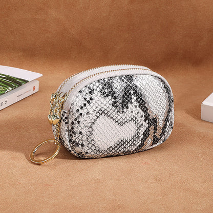 First Layer Cowhide Zipper Small Wallet Korean Style Simple Mini Keychain Coin Storage Bag Genuine Leather Coin Purse for Women