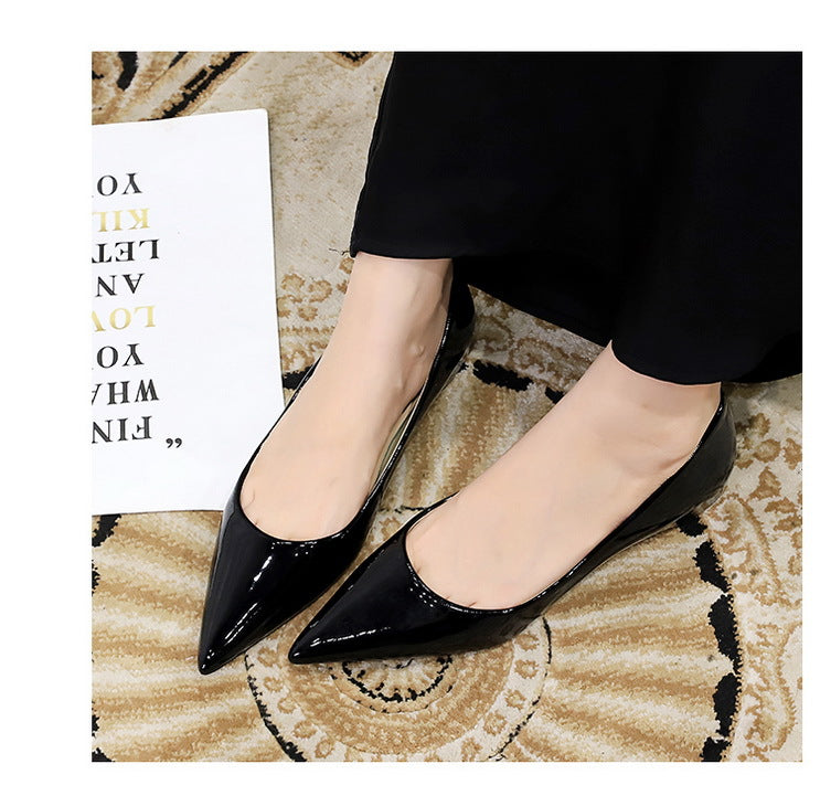 Patent Leather Women Flats Lady Sexy Evening Party Slip On Flat Shoes Women Sharp Pointed Low Heel Shoes Leisure Female Shoes