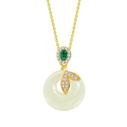 S925 Sterling Silver Clavicle Necklace Women's Summer Hetian Jade Fish Tail Pendant Simple Accessible Luxury Niche High-End Accessories