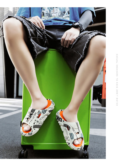 Coconut Slippers for Men to Wear Outside in Summer, Non-Slip Thick Soles for Stepping on Shit, Home Bathing, Men's Outdoor Sports Beach Sandals
