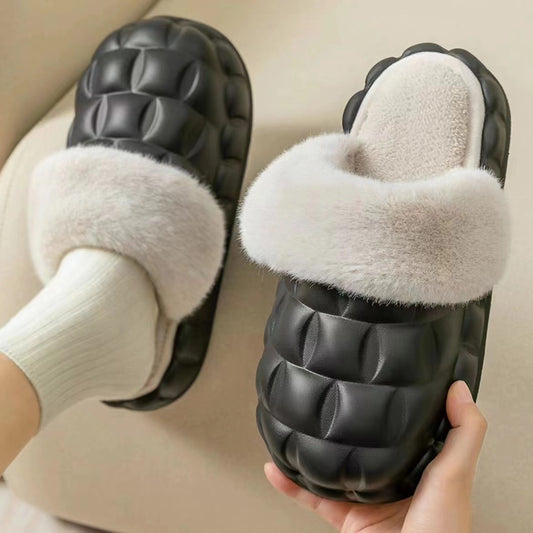 Women's Winter Cotton Slippers with a Stepping-On-Clouds Feel, Trendy Casual Closed-Toe Indoor Waterproof Warm Thick-Soled Cotton Slippers for Women by PDG ibma