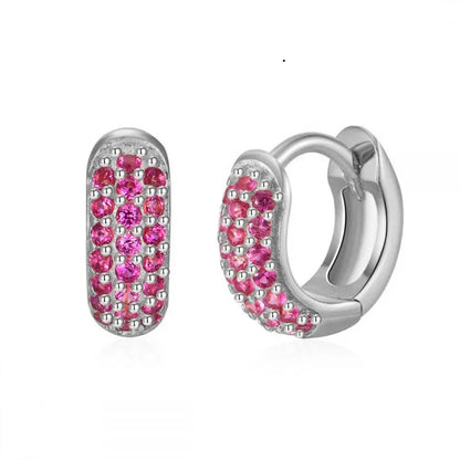 European and American Classic Ins Style Color Zircon Light Luxury Heavy Industry Round Ear Buckle Trendy high quality 24K Gold Plated Earrings