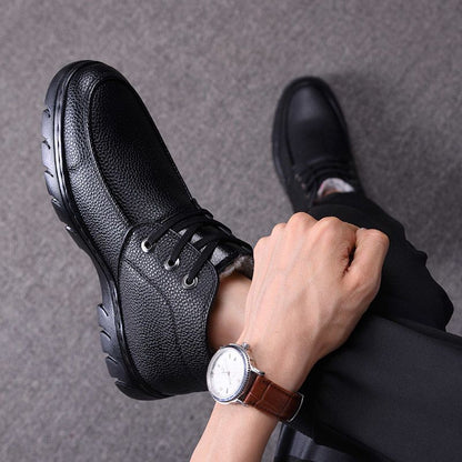 [Wool lining] Winter cotton shoes men's middle-aged and elderly casual leather shoes fleece-lined thick warm cold-proof dad shoes