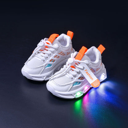 Light-Up Children's Shoes 2025 Spring & Fall New Led Light-Up Soft-Soled Sports Shoes for Small and Medium-Sized Children Women's Fashionable Casual Dad Shoes