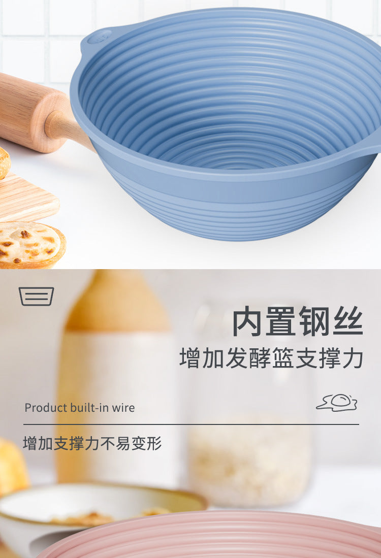 Silicone Fermentation Basket Household Oven Baking Dough Fermentation Bowl Folding High Temperature Resistant Large Capacity Bread Fermentation Basket