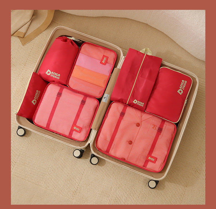 Dopamine Organizer Travel Bag suit Luggage Compressible Clothes Storage Pack Portable Storage Seven-Piece Set