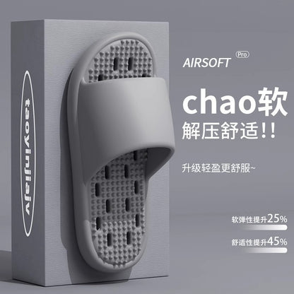 New Summer Home Bathroom Hollow Anti-Slip Men's Slippers That Feel Like Stepping on Shit, Convenient and Breathable Soft-Soled Women's Slippers for Outdoor Wear