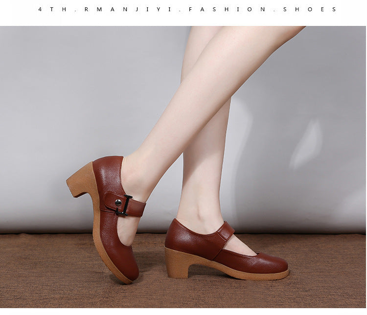 Factory direct sales dance shoes wholesale round head modern square dance shoes ladies mother shoes cross-border products 2025
