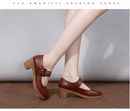 Factory direct sales dance shoes wholesale round head modern square dance shoes ladies mother shoes cross-border products 2025