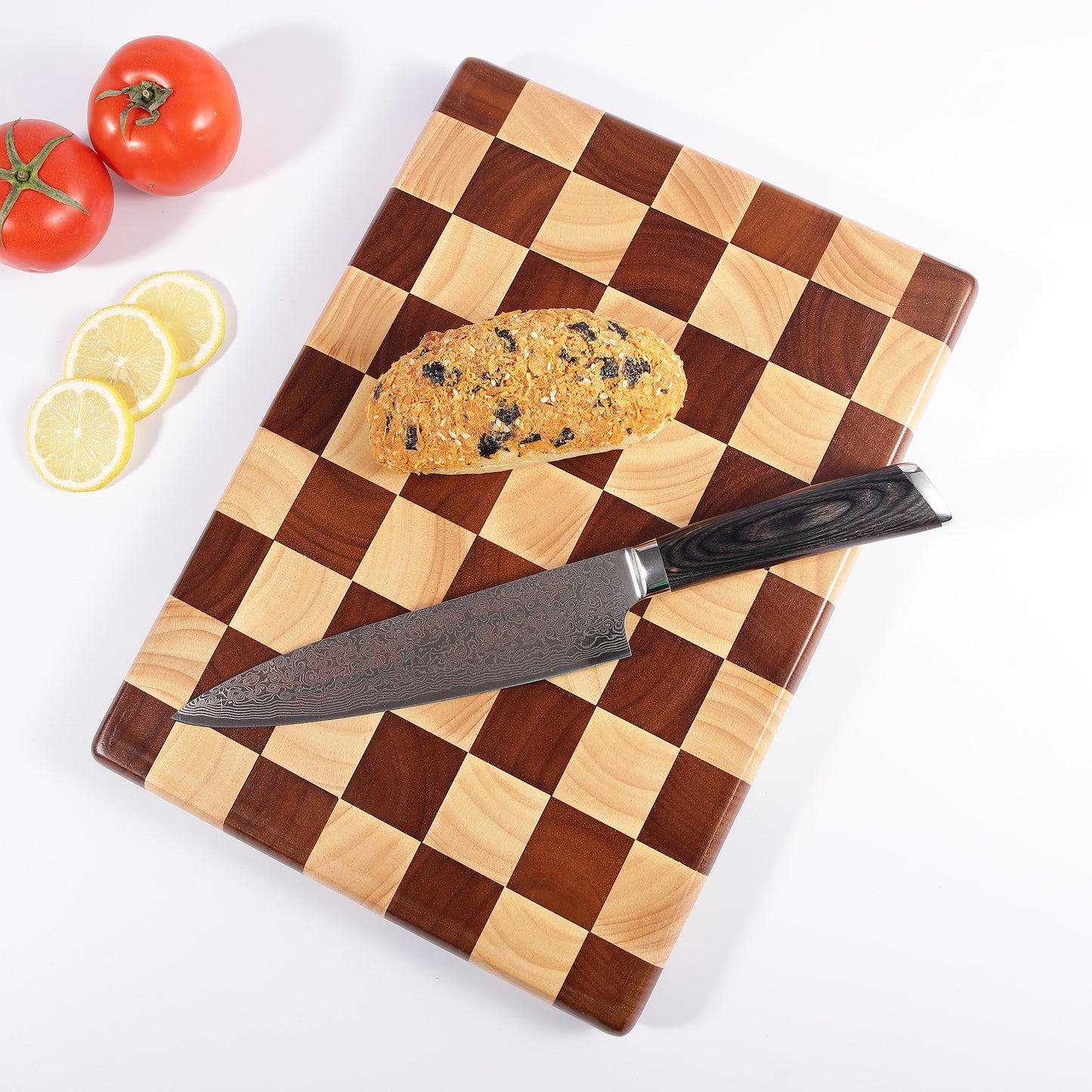 Wholesale antibacterial mildew-proof anti-skid rubber wood solid wood splicing checkerboard cutting board solid wood chopping board cutting board