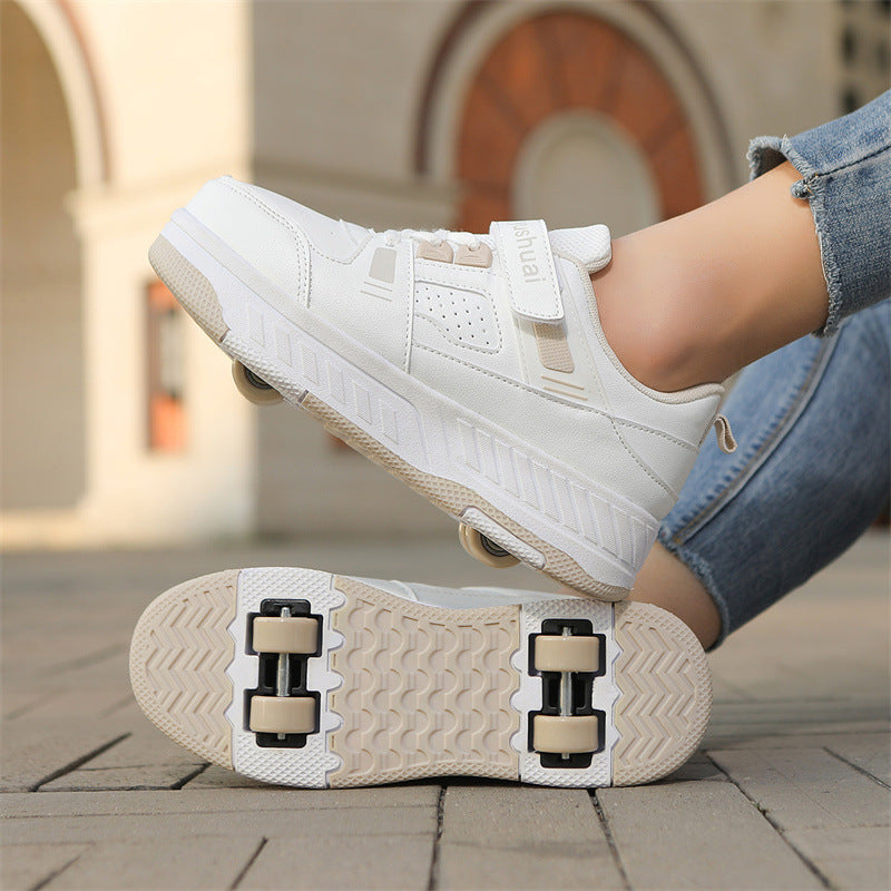 New heelloo shoes four-wheel skates adult detachable student men's and women's two-wheel flying shoes wheeled shoes generation