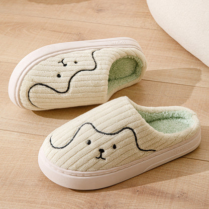 Cotton Slippers for Women to Wear Outside in Winter New Style Indoor Home Thick-Soled Non-Slip Plush Warm Couple Slippers for Men at Home