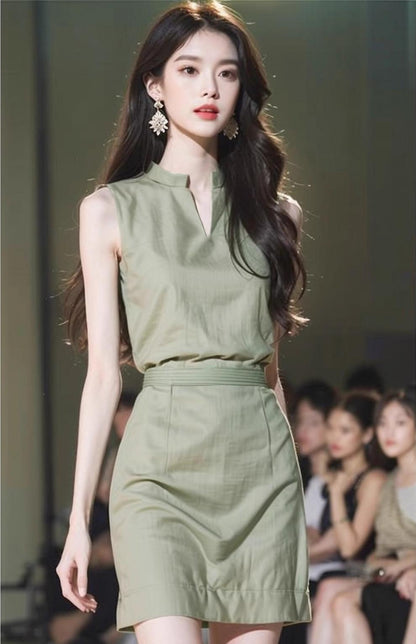 Foreign Trade Women's 2024 New Light Luxury High-end Super Good-looking French High-end Exquisite Beautiful Green Vest