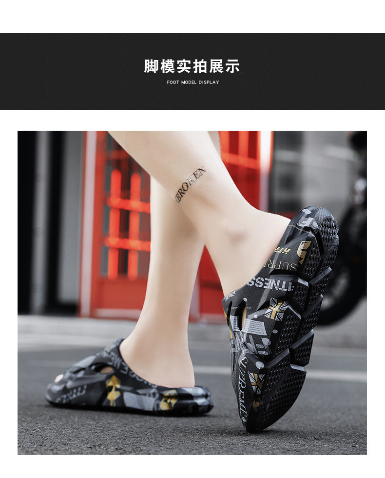 Coconut Slippers for Men to Wear Outside in Summer, Non-Slip Thick Soles for Stepping on Shit, Home Bathing, Men's Outdoor Sports Beach Sandals