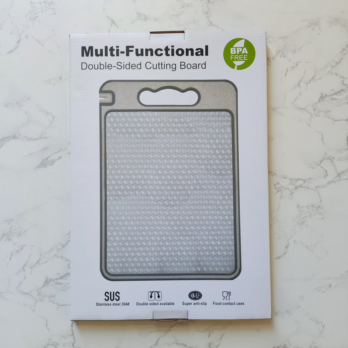 New in stock Amazon Explosions 3D Pattern Stainless Steel Cutting Board Titanium Cutting Board 304 Double-sided Cutting Board