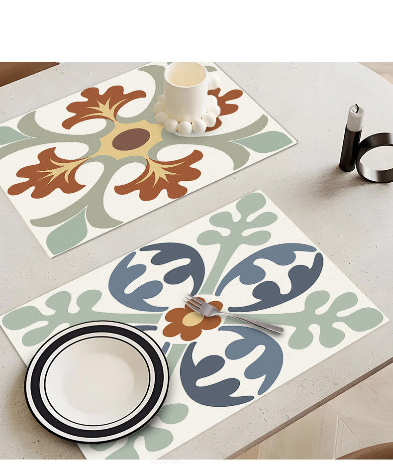 Temu Cross-Border New Product Ins Style Small Fresh Placemat Digital Printing Square Insulation Mat Restaurant Table Mat Wholesale