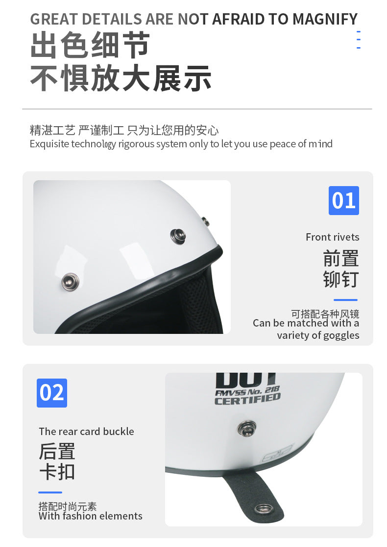 Cross-border retro helmet personality men's and women's leather helmet electric car helmet 3/4 summer helmet half helmet scooter four seasons universal