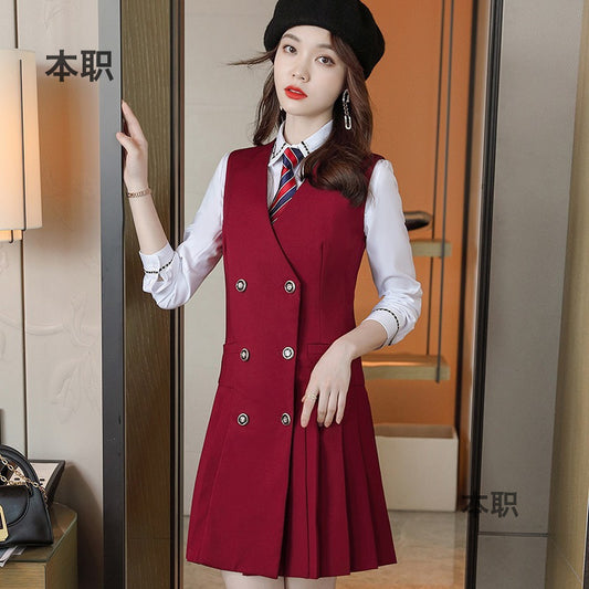 【Fashionable Pleated Skirt】Blue Dress for Women Autumn 2026 New Style Unique Design Korean Version Suspender Dress by PDG ibma