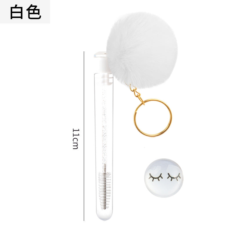 Wholesale in stock Keychain Smiley Hair Ball Tube Eyelash Brush New Cute Multicolor Eyelash Comb Beauty Makeup Tools
