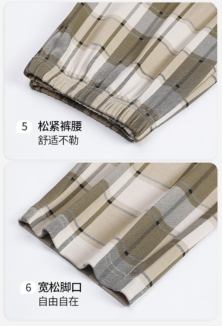 Plus Size 5XL 100% Cotton Men's Long-Sleeved Pajamas Spring & Fall Long-Sleeved 105kg Can Be Worn Outside Home Clothes Set