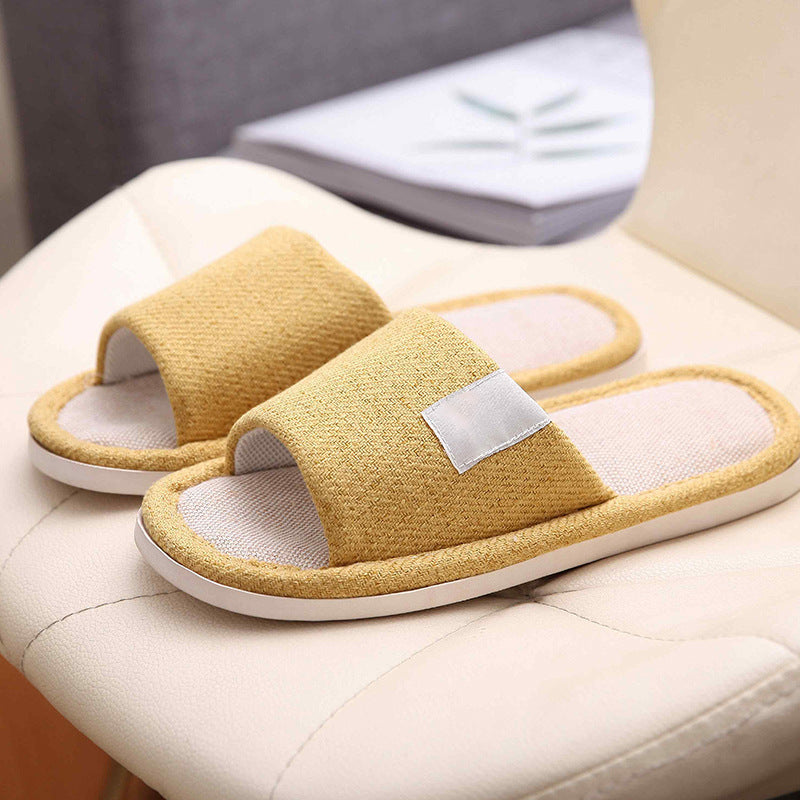 Japanese Linen Slippers for Women Spring & Fall Home Indoor Puff Cotton and Linen Silent Non-Slip Thick-Soled Bathroom Slippers for Men Wholesale