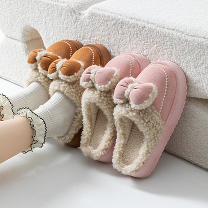 Cute Thick-Soled Cotton Slippers for Women in Autumn and Winter, Indoor Non-Slip Warm Soft Thick-Soled Furry Slippers for Postpartum Period