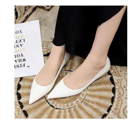 Patent Leather Women Flats Lady Sexy Evening Party Slip On Flat Shoes Women Sharp Pointed Low Heel Shoes Leisure Female Shoes
