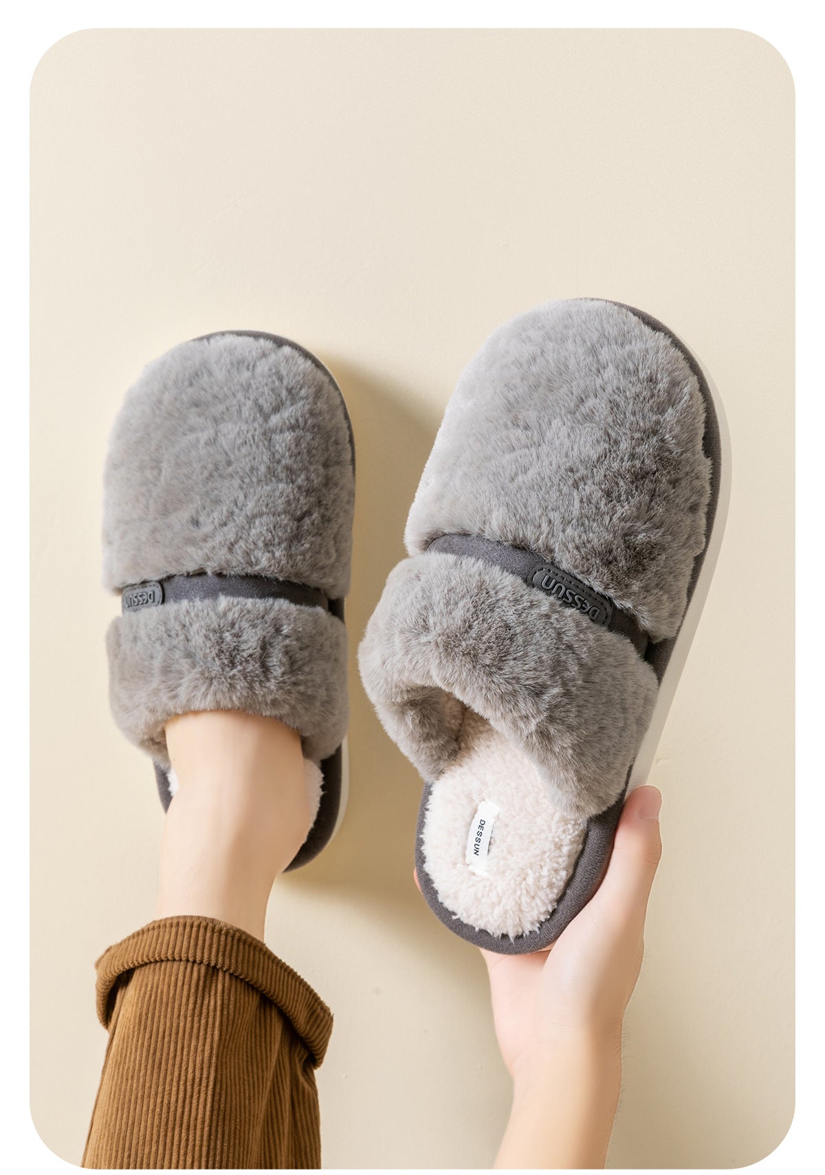 Bow Plush Cotton Slippers for Women Autumn and Winter 2025 New Warm Indoor Home Soft Sole Anti-Slip Confinement Slippers